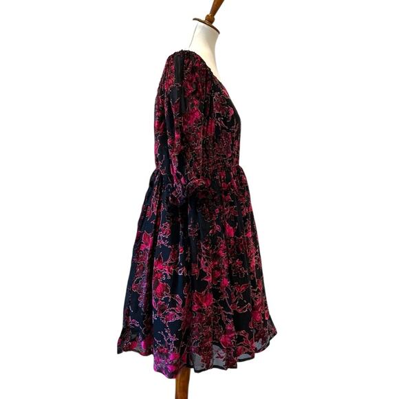 Torrid 16 Dress Retro Cocktail Plus Semi Formal Velvet Burnout Babydoll Dress - Picture 9 of 17